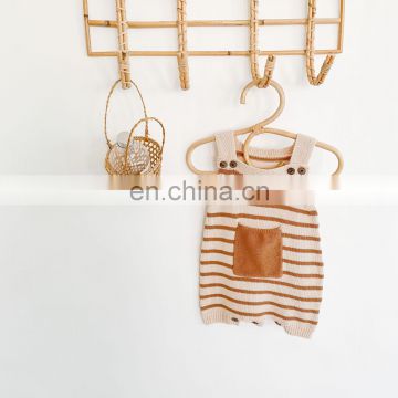 2020 Ins Autumn Striped Sleeves Knitting Baby Bodysuits