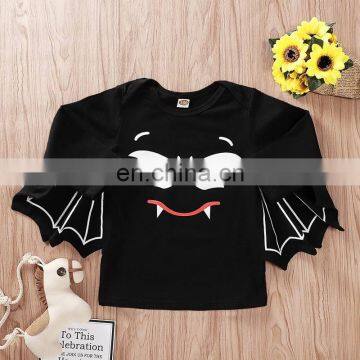 Halloween Baby Black Tshirt 100% Cotton Baby Long Sleeve Bat Tshirt Tops Newborn Infant Clothes photo-2