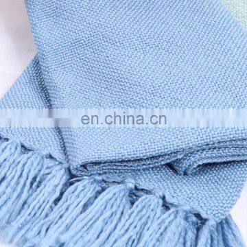 2019 Hot Home Decor Bed Sofa Couch Chair Light Blue Knitted Throw Blanket With Bright Silk Thread photo-7