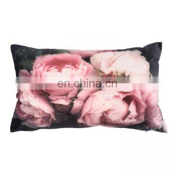 Wholesale 100% Polyester Velvet Beautiful Rose Flower Printed Online Backrest Cushion Cover Set for Wooden Sofa photo-2