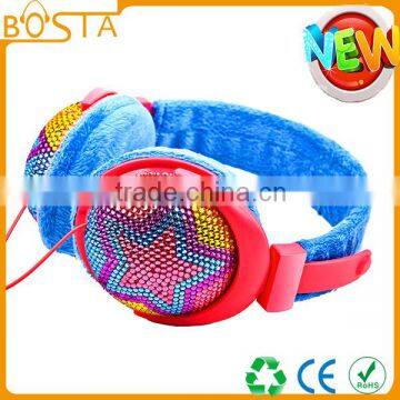 Fashion low cost fancy promotional stereo comfortable colorful deep bass leather headphones for students