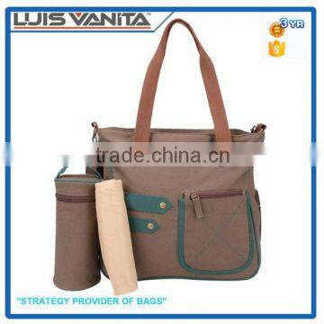 Brown Canvas New Baby Bag 2016 with Changing Mat