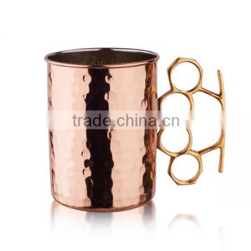 Old Dutch 20 Oz Brass Knuckle Hammered Moscow Mule Mug unlined lacquered on exterior only