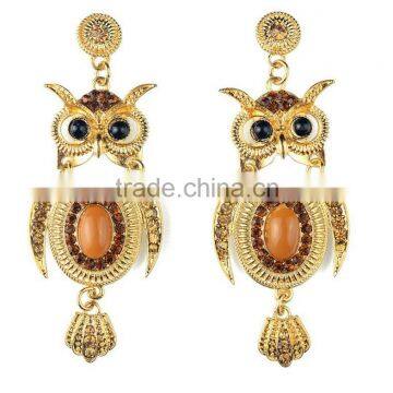 Fashional Cute Owl Earring With Stone Arete Para Esposa Novia Stud Earring Sets Clip photo-4