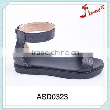 Happy feet low price wholesale ladies platform zipper up annulus ankle sandals