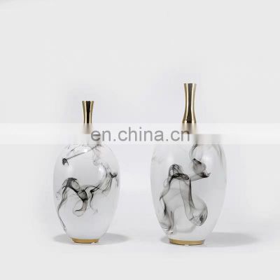 Ink Painting New Chinese Modern Luxury Porcelain Decoration Ceramic Flower Vase