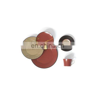 Red Gold Forbidden City Series Ceramic Dinner Plate Dinnerware Decoration Set photo-4