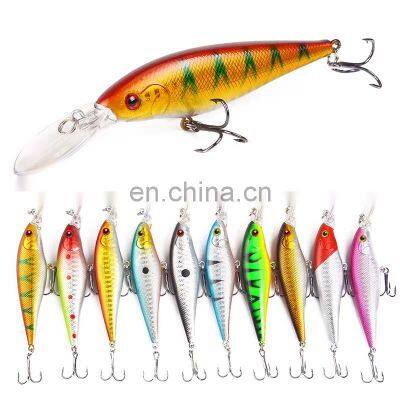 11cm 9.5g 10 colors 3D Bionic eyes Saltwater Fish Baits with Treble Hooks  Quivering Minnow Sea Bass  Bait Fishing