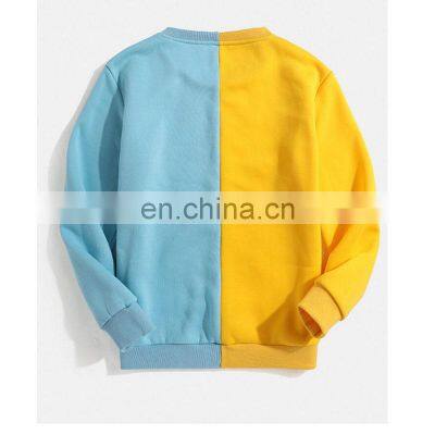 OEM Men's Loose Sports Contrast Stitching Long-sleeved Round Neck Pullover Sweater photo-3