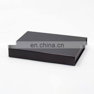 Stock ready very thin black color magnet flap lid snap shut shallow gift boxes wholesale