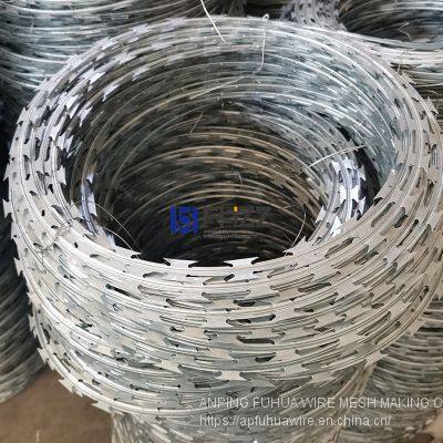Galvanized Razor Wire Concertina Coil Size BTO-30 Razor Barbed Wire Combat Wire Round photo-4