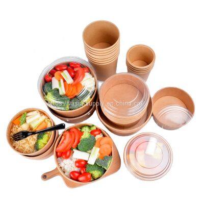 Eco-friendly 100% Biodegradable PLA lining Large disposable white paper salad bowls