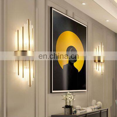 Nordic Light Luxury Wall Lamp E14 Crystal Pillars Rotated Slim Waist Corridor Lights E14 For Sitting Room Background Wall Lights