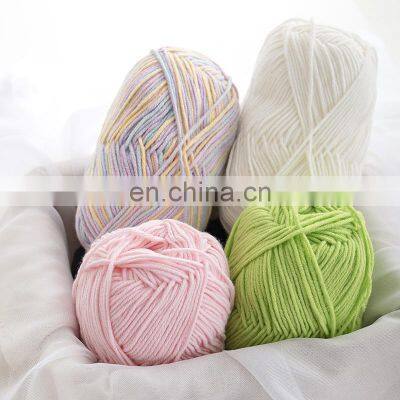 OEM Order Crochet Yarns Hand Knitting Acrylic Crocheting Yarn Acrylic Crochet 3 ply milk cotton yarn solid color