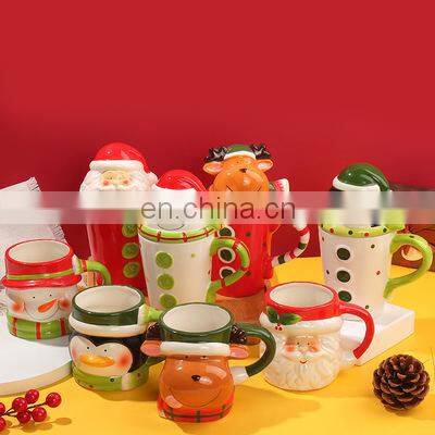 Hot Selling 400ml 500ml Creative 3D Animal Modeling Coffee Cup Milk Cup Christmas Mugs Santa Mugs for Festival Gift