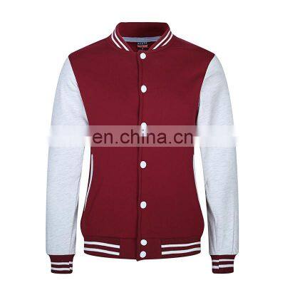 Baseball lettermen varsity jacket for men with leather sleeve custom embroidery patched logo