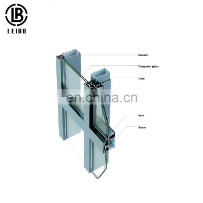 Commercial high rise building aluminum curtain wall system with tempered glass