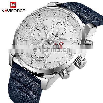 Naviforce 9148 Hot Sale Quartz Movement Wrist Watch Leather Waterproof Chronograph Watch Designer Mens Top Luxury Watches