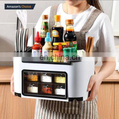 Hot Sale Storage Jar Bottle Suit Tools Seasoning Boxes Knives Shelf Kitchen Seasoning Box