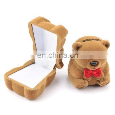 Lovely Velvet Gift Box Cute Bear Jewelry Box Wedding Ring Box Necklace Ring Case Earrings Holder for Jewelry Display