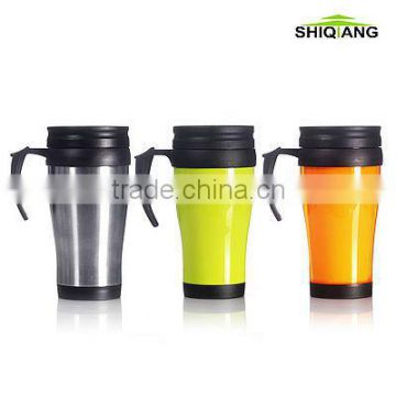 400ml plastic office cup with handle, thermal cups, plastic insulated cups, plastic promotional cups