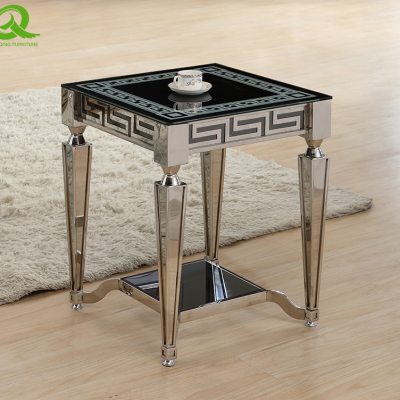 Wholesale Modern Stainless Steel Base Glass Side Table End Table Living Room Side Table