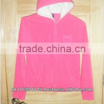 Custom Design Ladies Winter Zipper Plain Dyed Fleece Hoodies