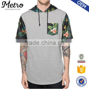 Custom Lightweight Floral Print Mesh T shirts With Hood