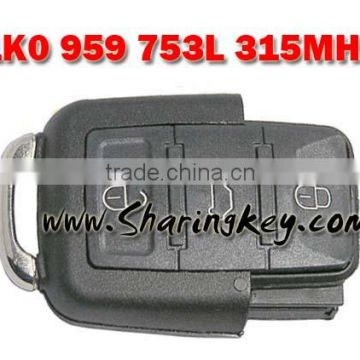 Best quality VW 3 Button Remote -1K0959753L Genuie Remote