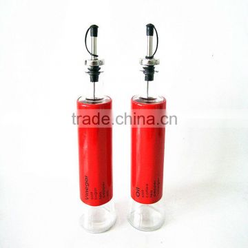 glass oil bottle with metal coating