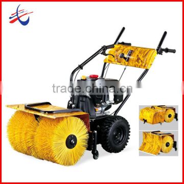 Gas snow sweeper with dust collector and snow plow 3 in 1