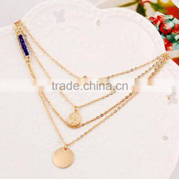 European Chunky Thin Multi Layers Metal Chain Coins Necklace Fashion Women Jewelry photo-3