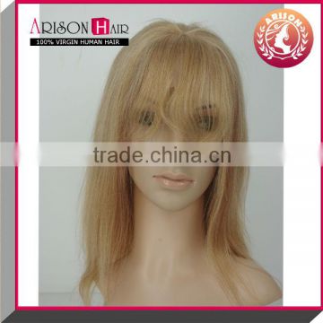 Fashion blonde human hair full lace wig hair fringe