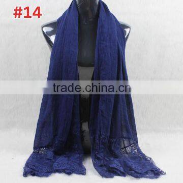 New Design Winter Autumn Fashion Ladies Plain Cotton Lace Scarf                        
                                                Quality Choice