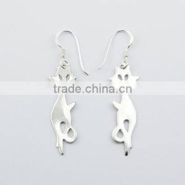 Sterling Silver Cats Silhouette Dangle Earring