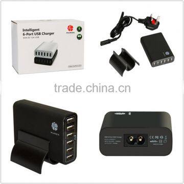 5V 12A 6 ports USB charger desktop travel multi port charger