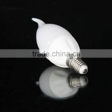 2015 High quality warm white true white ceramic milky e14 led candle with tail