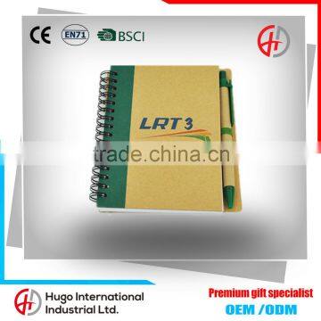 Best Selling Eco-friendly Customized Classsic Kraft Paper Cover Spiral Notebook With Pen