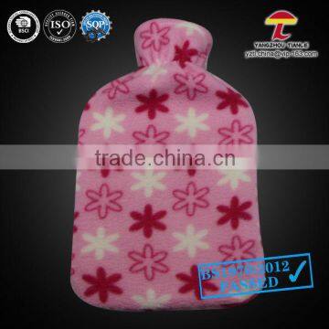 medium hot water bottle with cover pink colourful snow floral