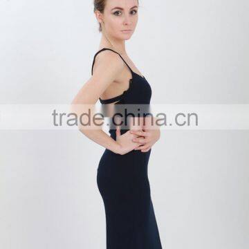 2015 New Design Sexy Spaghetti Strap Backless Black Midi Bodycon Dress photo-4