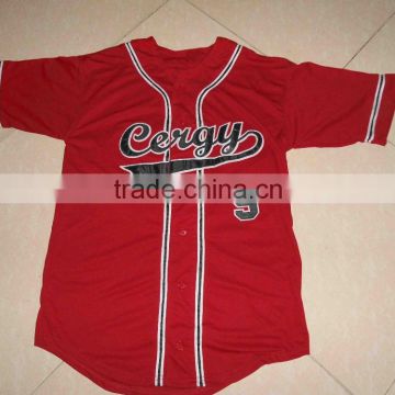 Team Baseball Full Buttons Jersey Red with White/Black Stripes