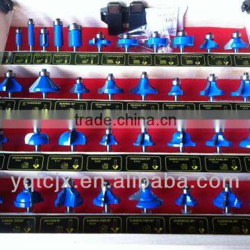 TC-035A 35PCS TCT Router Bit Set Blue Colour Quarter Inch Shank In Wooden Display Box