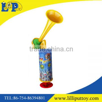 Colorful plastic football trumpet with national flag