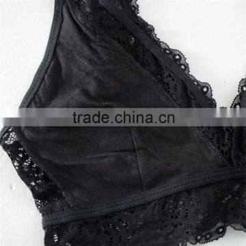 Wholesale High Quality No Rims Thin Lining Black Lace Bra