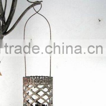 DIA9.5CM hanging engraved metal candle holder