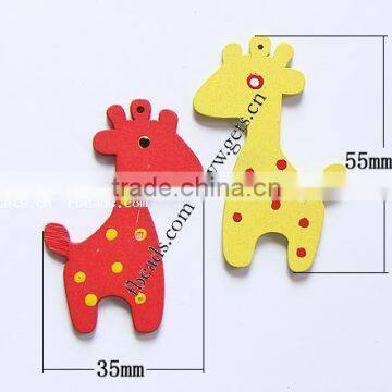 35x55x2.5mm Mixed Colors Deer Painted Wood Pendants