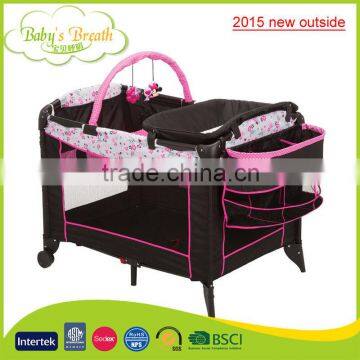 BP-04B 2015 new outside luxury softtextile baby cribs folding playpen baby playard                        
                                                Quality Choice