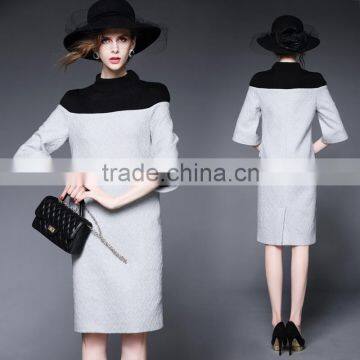 Top Work Women's Cut out Long Sleeves Acrylic Wollen Fashionable Dress