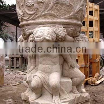 Stone planter flower pot kid baby sculpture marble hand carved from Vietnam