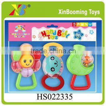 newest design 3pcs plastic baby rattles,kids rattles, best gift for baby